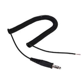 Headset Replacement Spring Cable Cord for Helicopter Headset U-174/U Military Connector,40cm DIY Replacement Aviation Headphones Coiled Cable Extension Cords,Black