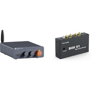 Fosi Audio Box X1 Phono Preamp for MM Turntable and BT20A Pro Bluetooth 5.0 Stereo Audio Amplifier 2.1 Channel Receiver