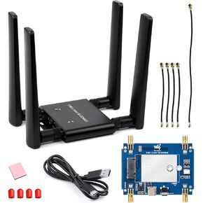 Waveshare 5G DONGLE Expansion Board ONLY, USB 3.2 Port, Aluminum Alloy Case, Quad Antennas, Onboard M.2 Key B Interface, Does NOT Include 5G Module