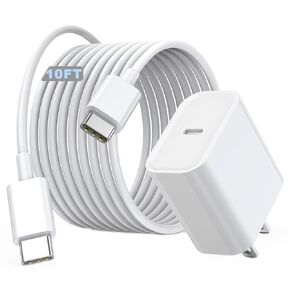 10FT iPhone 16 Charger, USB C Charging Block 20W Fast iPhone 16/15 Charger Adapter, 10 Foot USB Type C Apple Charging Cable Compatible with iPhone 16 15 Pro Max/Plus/Pro, iPhone 16e, iPad Pro/Air/Mini