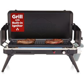 Hike Crew 2-in-1 Gas Camping Grill and Griddle Combo | 13,000 BTU Portable Propane Burner | Foldable Legs | Integrated Igniter & Included Regulator w/Drip Tray | Wind Panels & Built-in Carry Handle