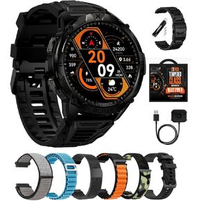 CARBINOX Blaze Smart Watch Ultimate Pack with GPS, Rugged Fitness Tracker Waterproof IP69K, Compatible with Android and iOS, 170+ Sports Modes, Make/Receive Calls (Round)