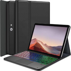 Touchpad Keyboard Case for 12.3" Microsoft Surface Pro 7+/Pro 7/Pro 6/Pro 5/Pro 4/Pro 3, 7 Color Rainbow Backlight Detachable Bluetooth Trackpad Keyboard Folio Smart Cover