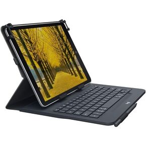 Logitech Universal Folio with Integrated Bluetooth 3.0 Keyboard for 9-10" Apple, Android, Windows Tablets, Black (Renewed)
