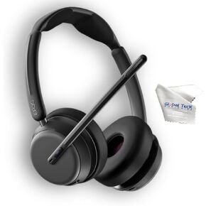 EPOS Impact 1060T ANC Stereo Bluetooth Headset (Teams Version) Bundled with Global Teck Gold Support Plan and Microfiber Cloth - for Conferencing, Distance Learning, Remote Work, School, Streaming