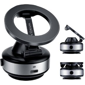 Electric Vacuum Magnetic Phone Holder for Magsafe – 360° Rotating Suction Mount for Car, Adjustable & Foldable Phone Stand, Secure Grip for Dashboard & Windshield, Compatible with iPhone 12-16