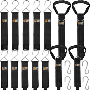 Hanging Extension Cord Holder - Handle Wrap Straps with S Hooks 14 Pack Heavy Duty Garage Organizer Tool Hangers - Garden Hose Power Electrical Cable Rope RV Shed Storage and Organization