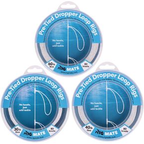 Pre-Tied 30 lb & 40 lb & 60 lb Bundle - 1 ea. 30 lb & 40 lb & 60 lb Dropper Loop Rigs with 80 Loops - Perfect for Saltwater & Freshwater Fishing