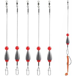 Carolina Rigs for Fishing, Steel Leaders with Fishing Weight Bullet-Weights, Carolina Rigs Saltwater Freshwater 10g,14g,20g