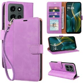 بالنسبة إلى Moto G 2025 Case Wallet ، [RFID LOCKING 4 فتحات بطاقات] غطاء الهاتف الجلدي الناعم ، حزام المعصم ، وقائي مقاوم للصدمات ، وغطاء الحالات المنحمة لـ MOTO G 2025 (أخضر)