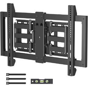Suptek Ultra Slim Full Motion TV Wall Mount for 37-82 inch TVs, 1.3" Thin Low Profile Bracket, Dual Swivel Articulating Tilt, 6 Arms, Max VESA 600x400mm, Supports Up to 132lbs, Fits 16" Studs, MAUS01A