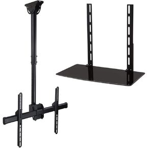 Mount-It! Full Motion Ceiling TV Mount | Adjustable Height Bracket for Flat Screen TVs | Fits Up to 75 Inch, 110 Pound Capacity, Black