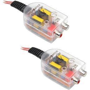 Pack-2 Car Speaker Output to RCA Line Control Audio Signal Adapter, CD Player High Frequency to Low Frequency Modified Audio Wiring Harness Converter, Universal for Cars (Transparent)