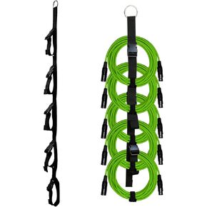2 Pack Adjustable Duty Cable Organizer Straps – Extension Cord Storage with Buckle,Nylon Cord Holder for Garage and Home,49.6 * 1.46 in (Black)