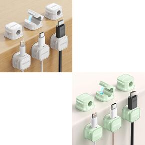 12 Pack Magnetic Cable Clips [Cable Smooth Adjustable] Cord Holder, Under Desk Cable Management, JOYROOM Adhesive Wire Holder Keeper Organizer for Home Office Desk Phone Car Wall Desktop Nightstand