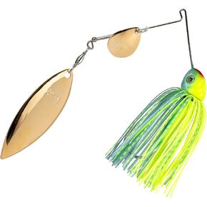 Strike King (TGHCSB34CW-561) Tour Grade Heavy Cover Spinnerbait Fishing Lure, 3/4-Ounce, Size 5/0 Gamakatsu Siwash Hook, Colorado/Willow Blades, Contoured Head, Hand-tied Skirt, Chart Powder Blue Back