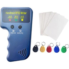 Handheld 125khz Copier RFID Smart ID Card Duplicator Used for T5577 or EM4305+5pcs NO.2T5577 Keychains +5PCS T5577 Cards