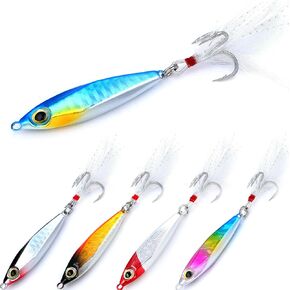 5pcs Fishing Lures Fishing Gear Jig Fishinglure Spoon Lures Sinking Metal Spoons Jigging Bait swimbaits for Bass Trout Tuna Kingfish Snapper Cobia Tackle Box Freshwater Saltwater