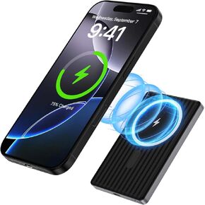 Wireless Power Bank Fast Charging for Samsung Galaxy S25/S24 Ultra/S23/S22/S21/S20,5000mAh Magnetic Portable Battery Pack with 20W USB-C Cable for Google Pixel 9Pro XL/9/8/7/6,iPhone 16 Pro Max Plus