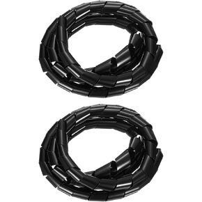 HARFINGTON 2pcs Spiral Cable Wrap, 9 Ft - 1-Inch Spiral Wire Cable Cord Wraps Covers Sleeve for PC TV Computer Electrical Wire Hose Organizing, Black