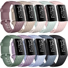 [10 Pack] Soft Silicone Wristbands Compatible with Fitbit Charge 4 Bands, Sports Replacement Straps for Fitbit Charge 4 / Fitbit Charge 3 / Charge 3 SE Women Men (Small, 10 Pack E)