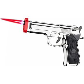 Torch Lighter - Windproof Red Flame Refillable Butane Lighter with Adjustable Flame, Fun LED Light, 360° Usage, Portable Zinc Alloy & ABS Design for Outdoor Activities.(Gas Not Include)