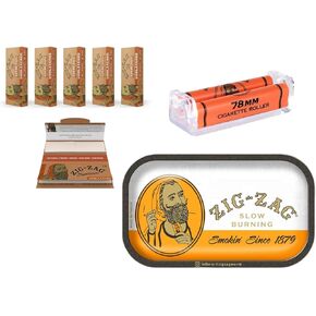 Zig Zag 78 mm Unbleached Rolling Papers & Tips Combo Bundle