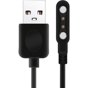 Smart Watch Charger Cable, Magnetic SmartWatch Accessories Charger Cable 2 Pin Cord, Charger Contact pin spacing 4 mm (Black)