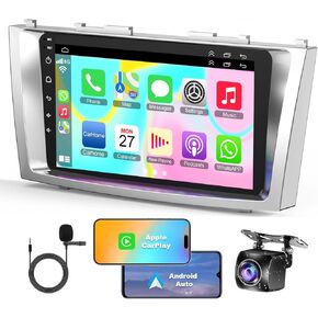 B4U Car Radio with CD/DVD for Toyota Camry 2006 2007 2008 2009 2010 2011, 8-inch Touch Screen Car Stereo with CarPlay&Android Auto, Bluetooth5.2&Voice Control, Backup Camera& SWC,AM/FM Radio