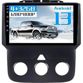 Car Radio Stereo for Dodge RAM 1500 2500 3500 2013-2018: 8 Core 4+32G Head Unit with 1280*800 Touchscreen Wireless CarPlay&Android Auto Android Stereo Replacement Bluetooth FM GPS(Only fit Manual AC)