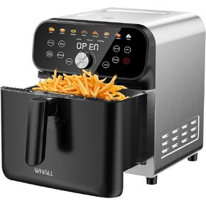 WHALL Air Fryer, 6.2QT Air Fryer Oven with LED Digital Touchscreen, 12 Preset Cooking Functions Air fryers, Dishwasher-Safe Basket, Stainless Steel/BS