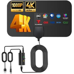Digital TV Antenna, TV Antenna Indoor Long Range Indoor Outdoor,Support HD 4K 1080p All TV's - Smart Switch Amplifier Signal Booster - 16.5ft HDTV Cable,Antenna for Smart hd Antenna