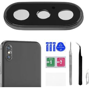 for iPhone Xs XS Max Camera Lens Glass with Frame Replacement Rear Camera Back Camera Lens Metal Frame Cover Replace with Full Repair Tools Kit Model: A2097 A1920 A2101 A1921