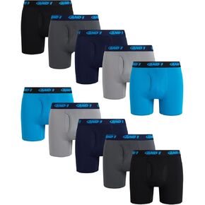 AND1 Men's Underwear Boxer Briefs - 10 Pack Performance Stretch Compression Boxers for Men with Functional Fly Pouch (S-3XL)