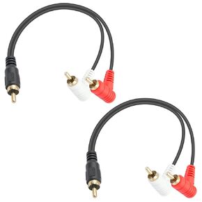Duttek RCA Splitter Subwoofer Stereo Audio Video Cable 8In/20cm, 1 RCA Male to 2 Male Dual Speaker Y Adapter for Subwoofer, TV, Car Radio, Amplifier, Digital Audio (2 Pack)