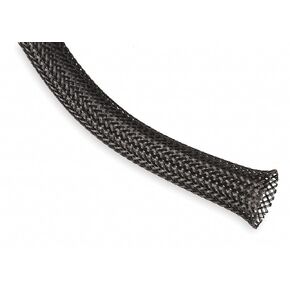 Braided Sleeving, 0.125 in, 10 Ft, Black