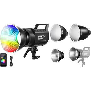 NEEWER FS300C 300W RGB LED Video Light APP/2.4G Control 17 Effects, 2500-7500K 36000lux/1m COB Continuous Output Lighting, Bowens Mount Spotlight for Studio Shoots, FR18 7" Reflector Set Included