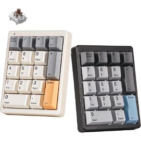 Number Pad, Mechanical Numpad Wired USB Standard 17 Keys Numeric Keypad with PBT Keycaps White Backlit Keypad for Laptop PC TKL Keyboards (Brown Switch) White&Black
