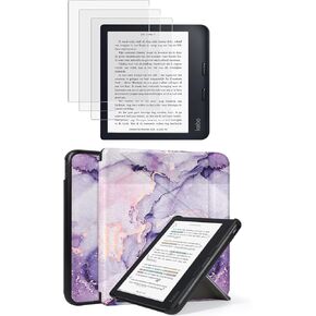 Caweet Case for Kobo Libra Color وحامي شاشة 3 عبوات ، رخام Lilac