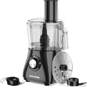Anthter 600W Professional Food Processor - 7 Cups, Reversible Discs, Blades for Chopping, Slicing, Purees & Dough