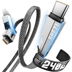 SHEZI Upgraded 6 in 1 Multi Charging Cable, 100W USB C to Lightning Cable [1G File Done in 20s] Fast Charging for iPhone/iPad, Flat Braided Multiple Charger Cord Combo L/Type C/USB A-5FT
