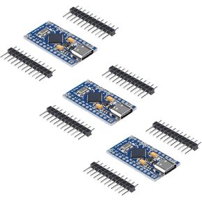 3Pcs Pro Micro Atmega32U4 Module Type-C Development Board 5V 16MHz Microcontroller Board with Pin Header