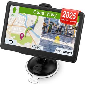 GPS Navigator لـ Car Truck RV - نظام الملاحة للسيارات GPS مع أحدث خرائط 2025 ، تحديثات مجانية مدى الحياة 7 بوصة توجيهات صوتية تعمل باللمس ، RV مركبة GPS لبرنامج Trucker مع السرعة والتحذير الأحمر للضوء الأحمر