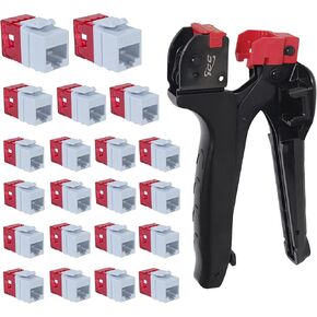 ICC CAT6 HD Keystone Jack 25-Pack with JackEasy Termination Tool Bundle - RJ45 Ethernet Cable Connectors, PoE++ Rated, UL Listed - Cat6a, Cat6, Cat5e, and Voice Keystone Jacks