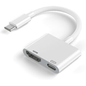 USB C to HDMI Adapter for iPhone 16 15 iPad MacBook,USB 3.1 Type C Digital AV HDMI 2.0 Cord with 100W PD Fast Charge Digital AV Converter Sync Screen Woven Cable for Galaxy,Pixel,Switch, XPS,Tablets