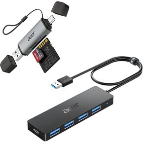 Acer SD Card Reader Bundle with USB Hub 4 Ports