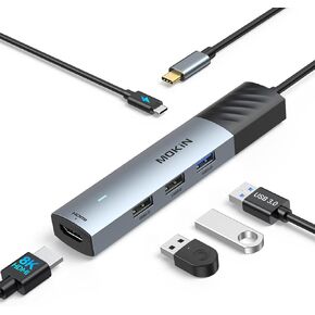 MOKiN USB C Hub, 5 in 1 USB C Multiport Adapter 8K HDMI(DP1.4 with DSC), 100W PD, 3 USB-A Data Ports, USB C Dongle for MacBook Pro/Air, iPad Pro, iMac, iPhone 15 Pro/Pro Max,XPS, Dell, Lenovo Thinkpad