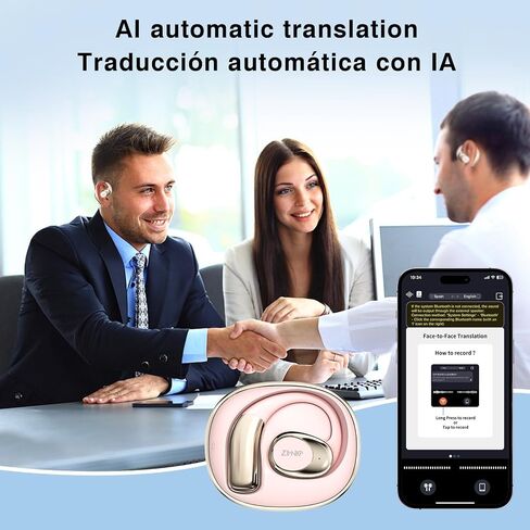 ZIHNIC Wireless 4-Mode AI-Translation Earphones - Real-Time Language Translation, Comfortable Ear Hooks, IPX5 Waterproof, Compatible with Phone, Android Phone-Pink in Saudi Arabia