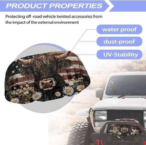 Winch Cover Waterproof Winch Accessories, American Flag Print Vehicle Winch Protection Cover Dust-Proof Winch Protective Cover for Electric Winches 8500-17500 Lbs, Easy to Install in Kuwait