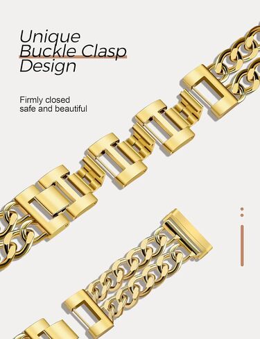 JR.DM Gold Watch Bands for Women Compatible with Fitbit Versa 4/Versa 3/Fitbit Sense 2/Sense Band Adjustable Metal Strap Cowboy Steel Chain Bracelet in Saudi Arabia